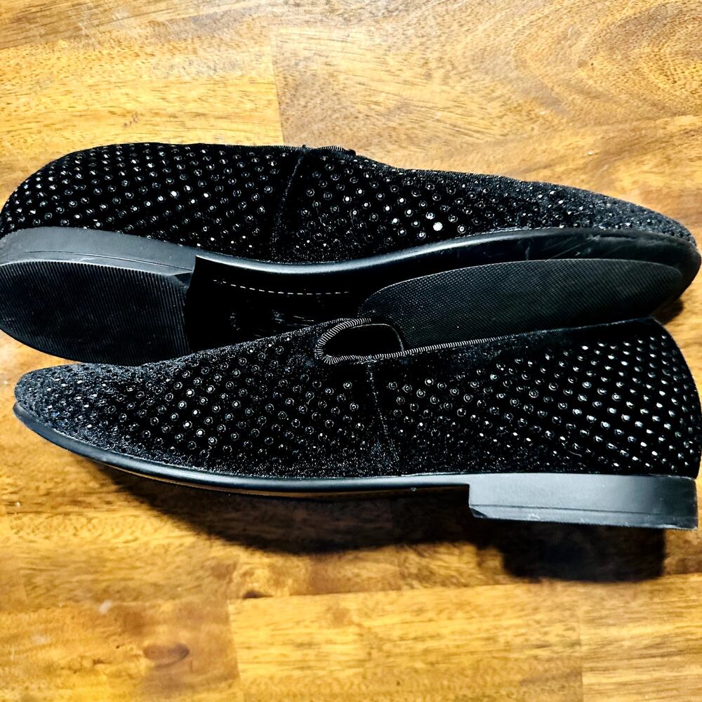 Mix No 6 Dress Shoes Mens 11M Black Sparkly Studded Loafers Slip On Low Profile